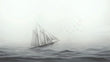 Load image into Gallery viewer, Black and White Sailboat in Misty Sea Samsung Frame TV Digital Art