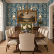 Load image into Gallery viewer, Caladonian Victorian Blue Damask Peel and Stick and Traditional Wallpaper
