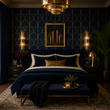 Load image into Gallery viewer, Tyning End Blue and Gold Art Deco Peel and Stick and Traditional Wallpaper
