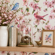 Load image into Gallery viewer, Felicia Pink and Blue Botanical Floral Bird Peel and Stick and Traditional Wallpaper
