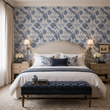 Load image into Gallery viewer, Erma Blue Victorian Pheasant Botanical Peel and Stick and Traditional Wallpaper
