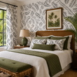 Load image into Gallery viewer, Merritt Avenue Black and White Tropical Palm Leaf Peel and Stick and Traditional Wallpaper

