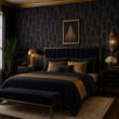 Load image into Gallery viewer, Cavendish Black and Gold Art Deco Peel and Stick and Traditional Wallpaper
