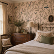 Load image into Gallery viewer, Edie Avenue Pink Bird Chinoiserie Peel and Stick and Traditional Wallpaper
