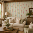 Load image into Gallery viewer, Aimee Victorian Striped Pink Floral Peel and Stick and Traditional Wallpaper
