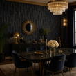 Load image into Gallery viewer, Cavendish Black and Gold Art Deco Peel and Stick and Traditional Wallpaper

