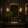Load image into Gallery viewer, Anson Street Black and Gold Art Deco Peel and Stick and Traditional Wallpaper
