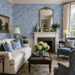 Load image into Gallery viewer, Swan Lane Blue Vintage Floral Peel and Stick and Traditional Wallpaper
