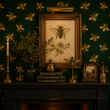 Load image into Gallery viewer, Bee Hive Gold and Green Moody Peel and Stick and Traditional Wallpaper
