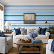Load image into Gallery viewer, Myrtle Blue Striped Nautical Coastal Peel and Stick and Traditional Wallpaper
