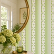 Load image into Gallery viewer, Ruth Road Green Hearts and Stripes Retro Peel and Stick and Traditional Wallpaper
