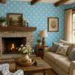 Load image into Gallery viewer, Charity Blue Floral Design with White Daisies Peel and Stick and Traditional Wallpaper
