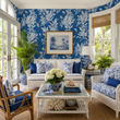 Load image into Gallery viewer, Winifred Street Blue Tropical Chinoiserie Peel and Stick and Traditional Wallpaper
