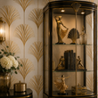 Load image into Gallery viewer, Althea Street Gold Fans Art Deco Peel and Stick and Traditional Wallpaper
