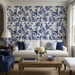 Load image into Gallery viewer, Cobalt Mews Cobalt Blue Toile Cats Peel and Stick and Traditional Wallpaper
