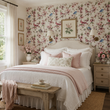Load image into Gallery viewer, Felicia Pink and Blue Botanical Floral Bird Peel and Stick and Traditional Wallpaper
