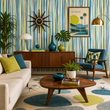 Load image into Gallery viewer, Aldred Road Blue and Green Striped  Peel and Stick and Traditional Wallpaper
