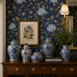 Load image into Gallery viewer, Jennifer Blue Floral Cottage Peel and Stick and Traditional Wallpaper
