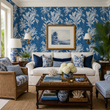 Load image into Gallery viewer, Winifred Street Blue Tropical Chinoiserie Peel and Stick and Traditional Wallpaper
