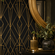 Load image into Gallery viewer, Anson Street Black and Gold Art Deco Peel and Stick and Traditional Wallpaper
