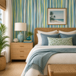 Load image into Gallery viewer, Aldred Road Blue and Green Striped  Peel and Stick and Traditional Wallpaper
