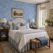 Load image into Gallery viewer, Swan Lane Blue Vintage Floral Peel and Stick and Traditional Wallpaper
