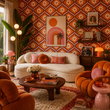 Load image into Gallery viewer, Bernadete Boulevard Orange Retro Peel and Stick and Traditional Wallpaper
