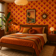 Load image into Gallery viewer, Ursula Street Orange Retro Peel and Stick and Traditional Wallpaper
