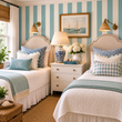 Load image into Gallery viewer, Natalie Blue Teal Striped Peel and Stick and Traditional Wallpaper
