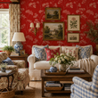 Load image into Gallery viewer, Tallis Court Red Floral Peel and Stick and Traditional Wallpaper
