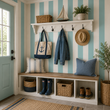 Load image into Gallery viewer, Natalie Blue Teal Striped Peel and Stick and Traditional Wallpaper
