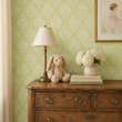 Load image into Gallery viewer, Bennington Street Green Victorian Damask Peel and Stick and Traditional Wallpaper
