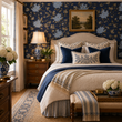 Load image into Gallery viewer, Jennifer Blue Floral Cottage Peel and Stick and Traditional Wallpaper
