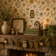 Load image into Gallery viewer, Hoot Owls in the Woods Botanical Peel and Stick and Traditional Wallpaper
