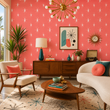 Load image into Gallery viewer, Rizzo Pink Retro Starburst Peel and Stick and Traditional Wallpaper
