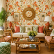 Load image into Gallery viewer, Vyner Place Orange Botanical Peel and Stick and Traditional Wallpaper

