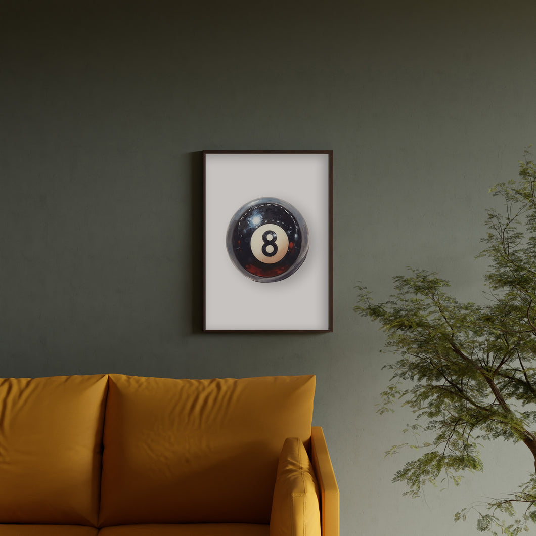 8 Ball Black and White Wall Art Print