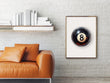 Load image into Gallery viewer, 8 Ball Black and White Wall Art Print
