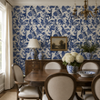 Load image into Gallery viewer, Cobalt Mews Cobalt Blue Toile Cats Peel and Stick and Traditional Wallpaper
