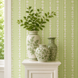 Load image into Gallery viewer, Ruth Road Green Hearts and Stripes Retro Peel and Stick and Traditional Wallpaper
