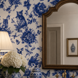 Load image into Gallery viewer, Cobalt Mews Cobalt Blue Toile Cats Peel and Stick and Traditional Wallpaper
