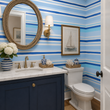 Load image into Gallery viewer, Myrtle Blue Striped Nautical Coastal Peel and Stick and Traditional Wallpaper
