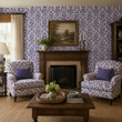 Load image into Gallery viewer, Victorian Cottage Blue Botanical Peel and Stick and Traditional Wallpaper
