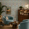 Load image into Gallery viewer, Cecilia Road Victorian Blue Damask Peel and Stick and Traditional Wallpaper
