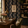 Load image into Gallery viewer, Gretta Dark and Moody Art Deco Floral Peel and Stick and Traditional Wallpaper
