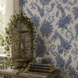Load image into Gallery viewer, Erma Blue Victorian Pheasant Botanical Peel and Stick and Traditional Wallpaper
