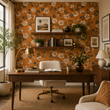 Load image into Gallery viewer, Diana Close Vintage Orange Floral Peel and Stick and Traditional Wallpaper
