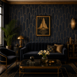 Load image into Gallery viewer, Cavendish Black and Gold Art Deco Peel and Stick and Traditional Wallpaper
