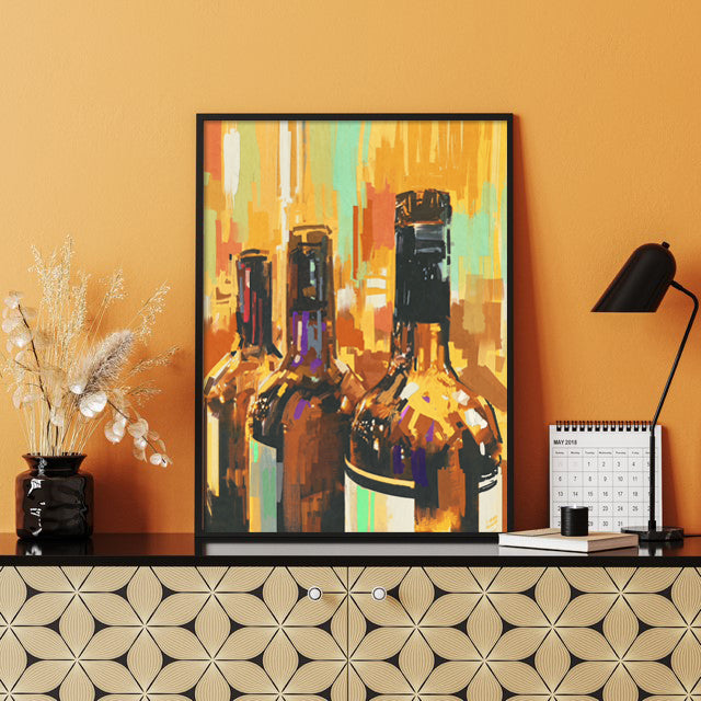 Abstract Wine Bottles Painting Wall Art Print