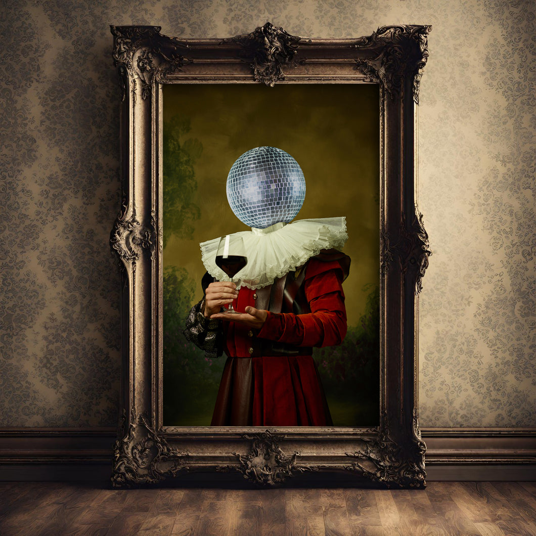 Altered Art Royal Disco Ball Gentleman Wall Art Print